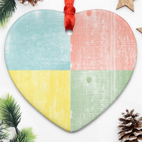 Pastel Textured Squares Heart Ornament from ArtsNow.com Front