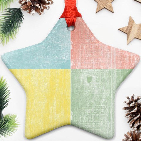 Pastel Textured Squares Star Ornament from ArtsNow.com Front