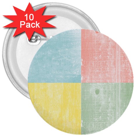 Pastel Textured Squares 3  Button (10 pack) from ArtsNow.com Front