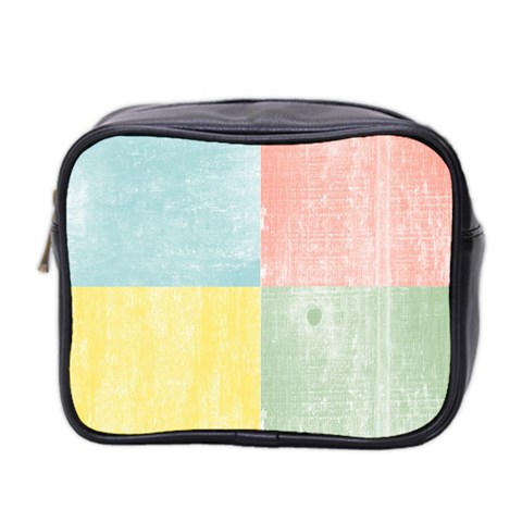 Pastel Textured Squares Mini Travel Toiletry Bag (Two Sides) from ArtsNow.com Front