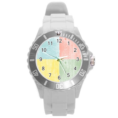 Pastel Textured Squares Plastic Sport Watch (Large) from ArtsNow.com Front