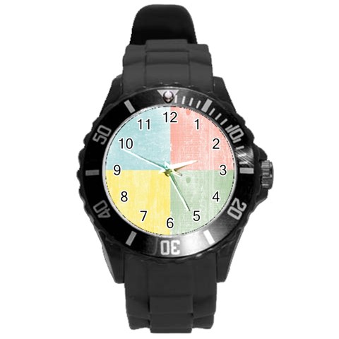 Pastel Textured Squares Plastic Sport Watch (Large) from ArtsNow.com Front