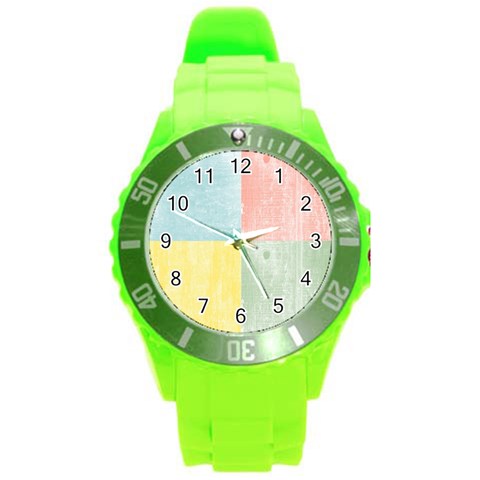 Pastel Textured Squares Plastic Sport Watch (Large) from ArtsNow.com Front