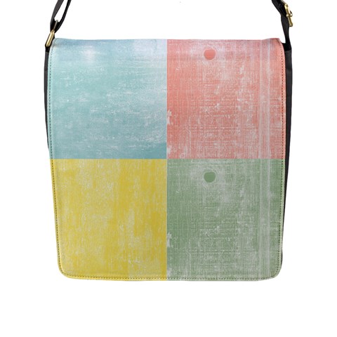 Pastel Textured Squares Flap Closure Messenger Bag (Large) from ArtsNow.com Front