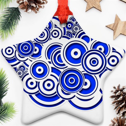 Trippy Blue Swirls Star Ornament from ArtsNow.com Front