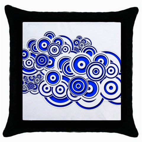 Trippy Blue Swirls Black Throw Pillow Case from ArtsNow.com Front