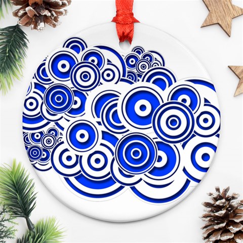 Trippy Blue Swirls Round Ornament (Two Sides) from ArtsNow.com Front