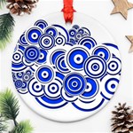 Trippy Blue Swirls Round Ornament (Two Sides)