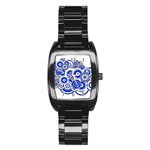 Trippy Blue Swirls Stainless Steel Barrel Watch