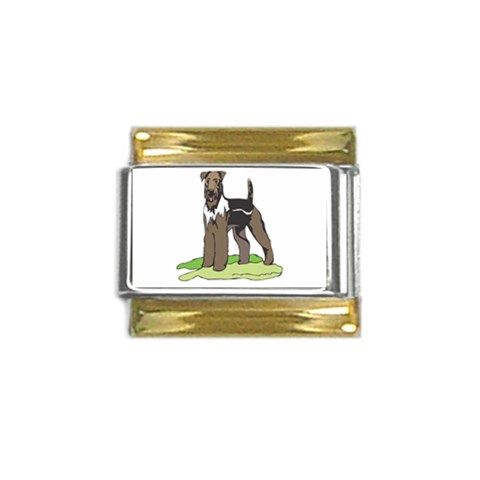 Airedale Terrier Gold Trim Italian Charm (9mm) from ArtsNow.com Front