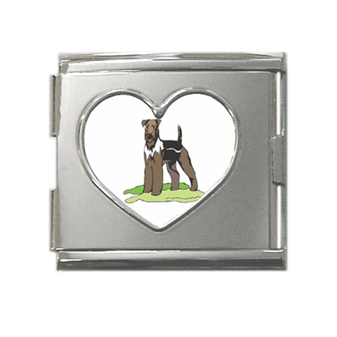 Airedale Terrier Mega Link Heart Italian Charm (18mm) from ArtsNow.com Front