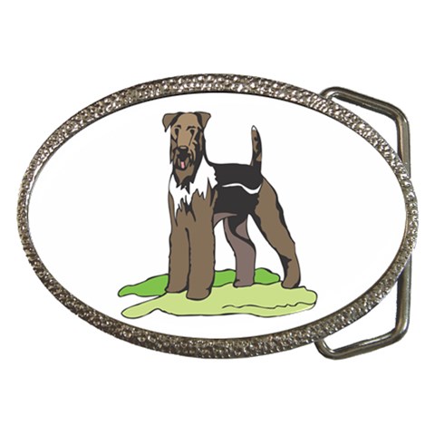 Airedale Terrier Belt Buckle from ArtsNow.com Front