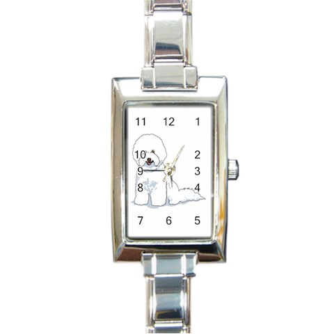 Bichon Frisé Rectangular Italian Charm Watch from ArtsNow.com Front