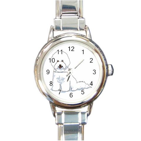 Bichon Frisé Round Italian Charm Watch from ArtsNow.com Front