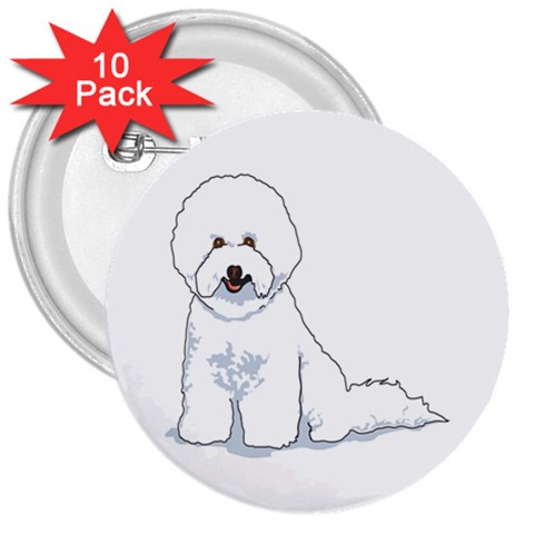 Bichon Frisé 3  Button (10 pack) from ArtsNow.com Front