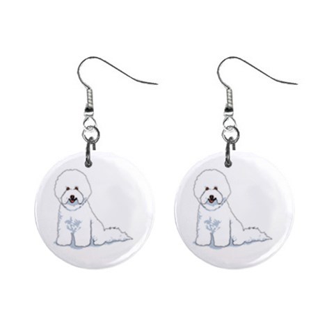 Bichon Frisé 1  Button Earrings from ArtsNow.com Front