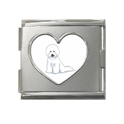 Bichon Frisé Mega Link Heart Italian Charm (18mm) from ArtsNow.com Front