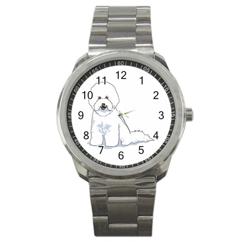 Bichon Frisé Sport Metal Watch from ArtsNow.com Front