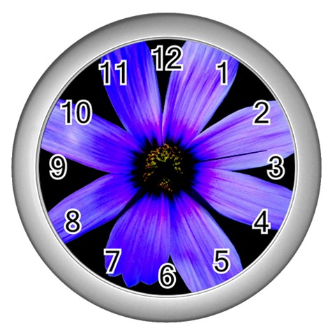 Purple Bloom Wall Clock (Silver) from ArtsNow.com Front