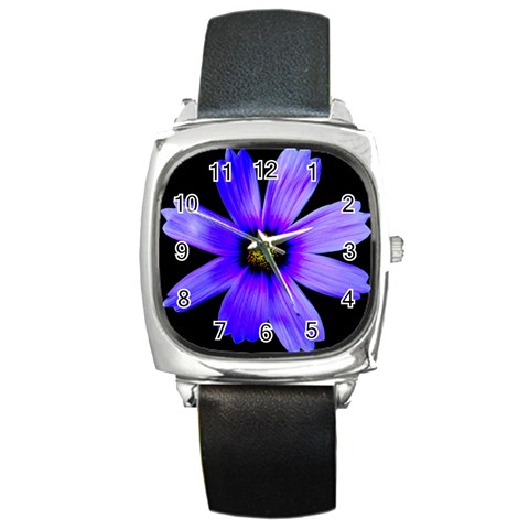 Purple Bloom Square Leather Watch from ArtsNow.com Front