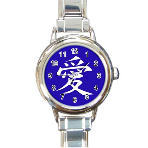 Love in Japanese Round Italian Charm Watch from ArtsNow.com Front