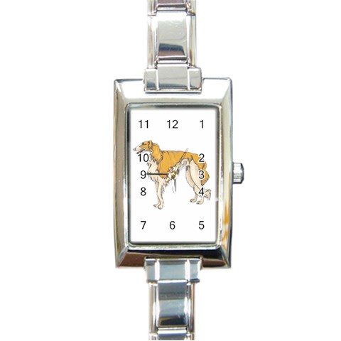 Borzoi Rectangular Italian Charm Watch from ArtsNow.com Front