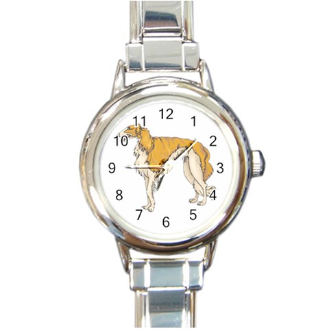 Borzoi Round Italian Charm Watch from ArtsNow.com Front