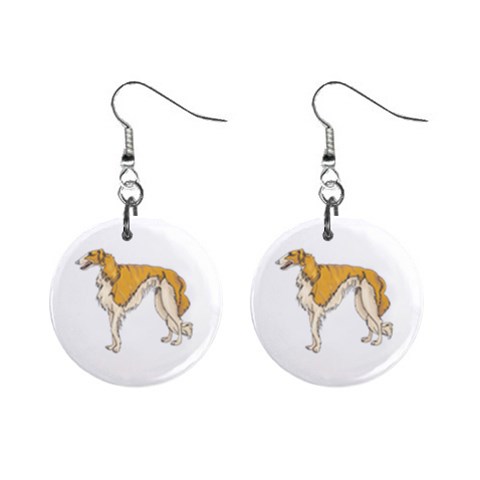 Borzoi 1  Button Earrings from ArtsNow.com Front