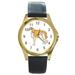 Borzoi Round Gold Metal Watch