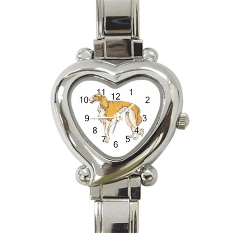 Borzoi Heart Italian Charm Watch from ArtsNow.com Front