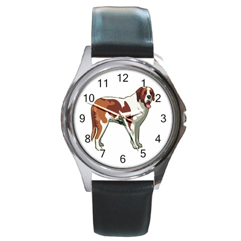 St. Bernard Round Metal Watch from ArtsNow.com Front