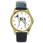 Whippet Round Gold Metal Watch