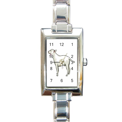 Bull Terrier Rectangular Italian Charm Watch from ArtsNow.com Front