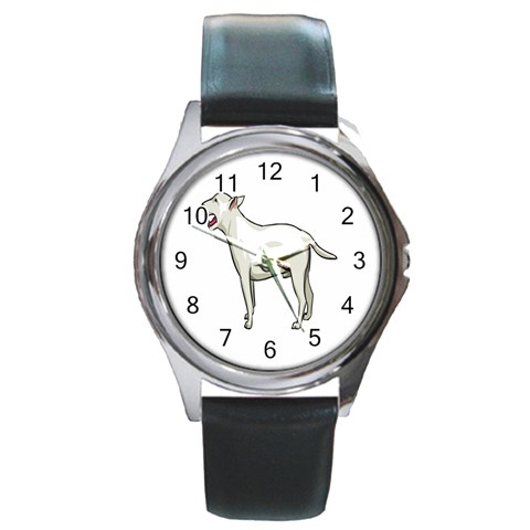 Bull Terrier Round Metal Watch from ArtsNow.com Front