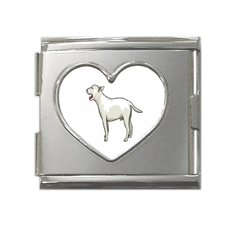 Bull Terrier Mega Link Heart Italian Charm (18mm) from ArtsNow.com Front