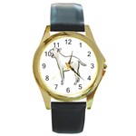 Bull Terrier Round Gold Metal Watch