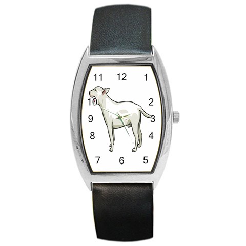 Bull Terrier Barrel Style Metal Watch from ArtsNow.com Front