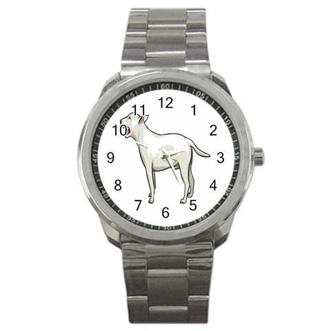 Bull Terrier Sport Metal Watch from ArtsNow.com Front