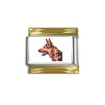 German Shepherd Gold Trim Italian Charm (9mm)