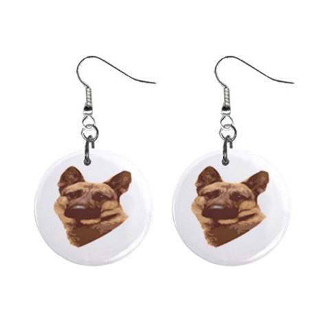 German Shepherd 1  Button Earrings from ArtsNow.com Front