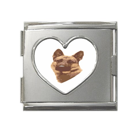 German Shepherd Mega Link Heart Italian Charm (18mm) from ArtsNow.com Front