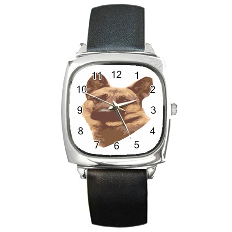 German Shepherd Square Metal Watch from ArtsNow.com Front