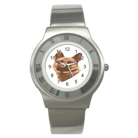 German Shepherd Stainless Steel Watch from ArtsNow.com Front