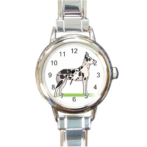 Great Dane Round Italian Charm Watch from ArtsNow.com Front