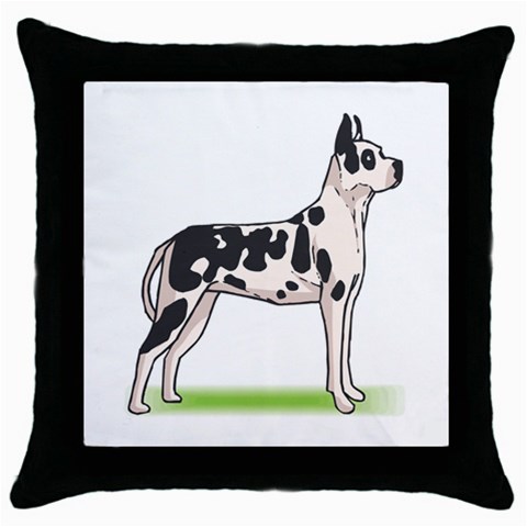 Great Dane Throw Pillow Case (Black) from ArtsNow.com Front