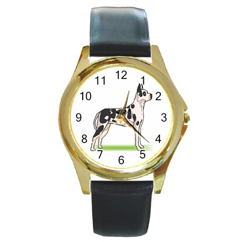 Great Dane Round Gold Metal Watch from ArtsNow.com Front