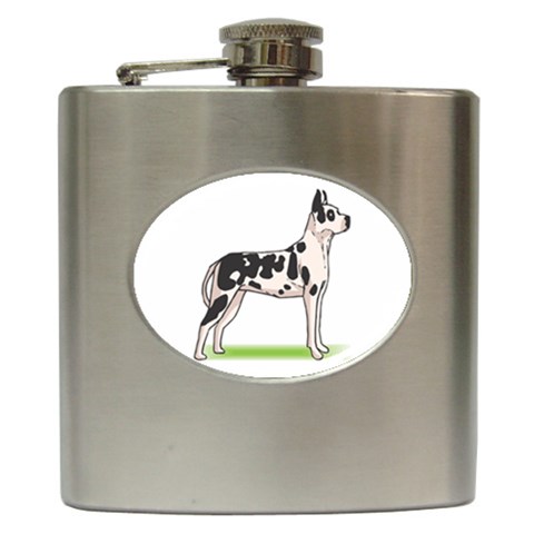 Great Dane Hip Flask (6 oz) from ArtsNow.com Front