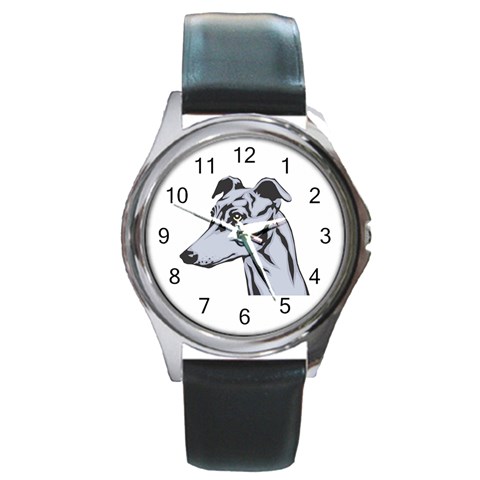 Greyhound Round Metal Watch from ArtsNow.com Front