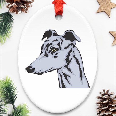 Greyhound Ornament (Oval) from ArtsNow.com Front