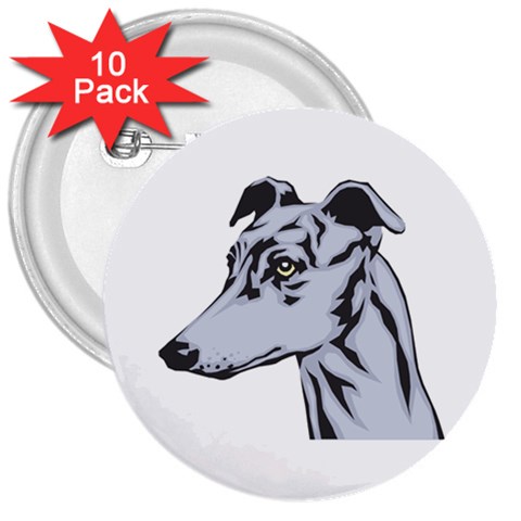 Greyhound 3  Button (10 pack) from ArtsNow.com Front